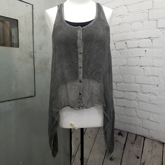 *2/$20 bundle* Sheer asymmetrical shark tank by dkny medium see through highlow
